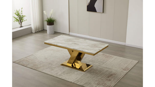 1660 - Marble Top Dining Table w/ Golden Base