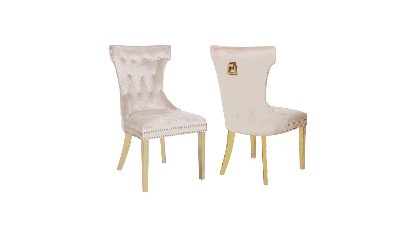 CH65 - RITA FABRIC CHAIR w/ GOLD SS LEGS - BEIGE