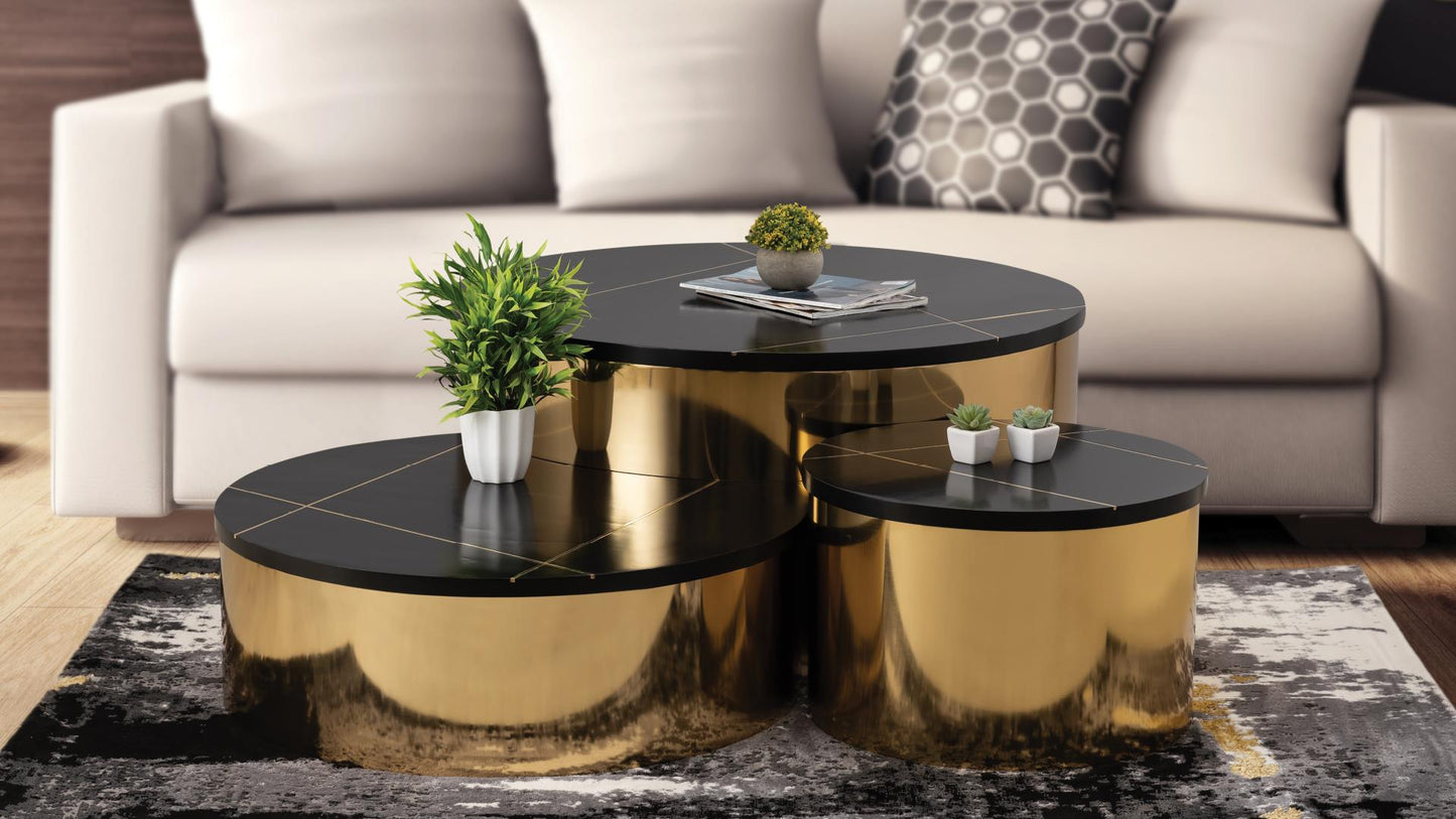 CT805 3 PC Coffee Table Gold