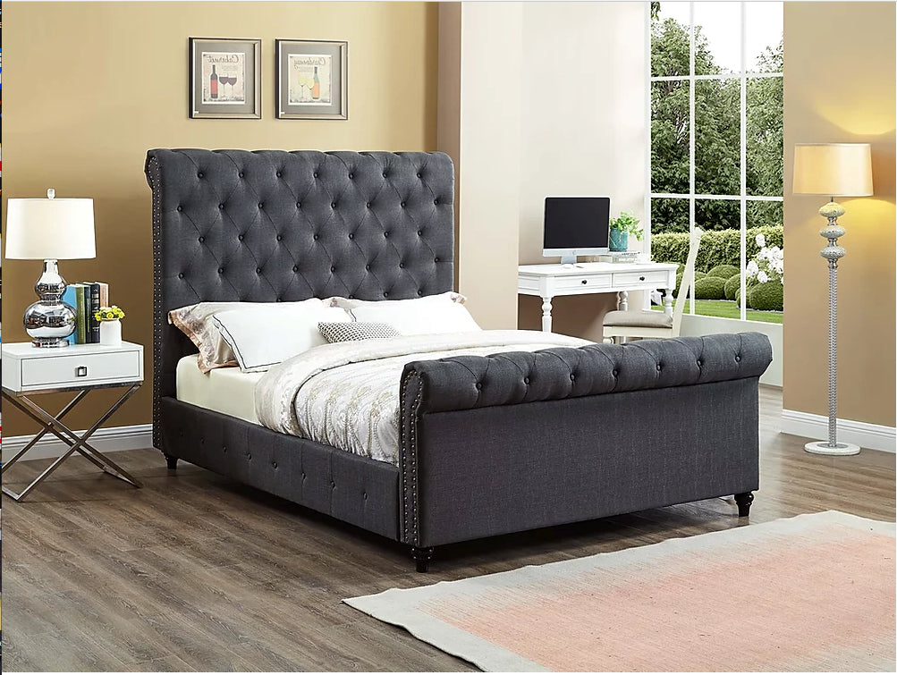 Charcoal Sleigh Bed
