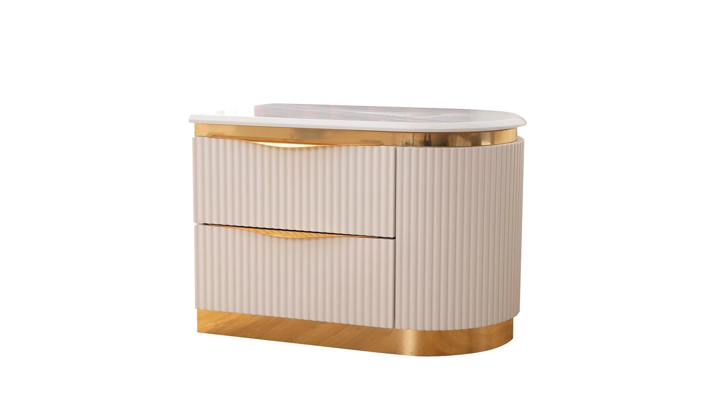 1401 - LAURA - NIGHT STAND - LEFT - WHITE & GOLD