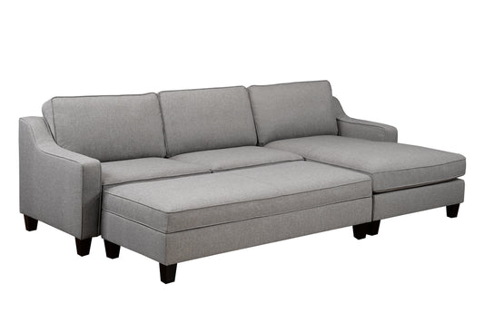 RHF SECTIONAL W/OTTO - GREY - 17600