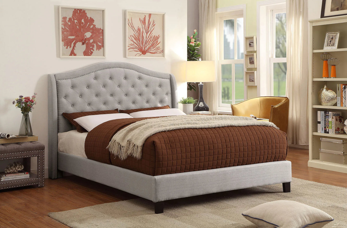 Louvre Queen Bed-Grey