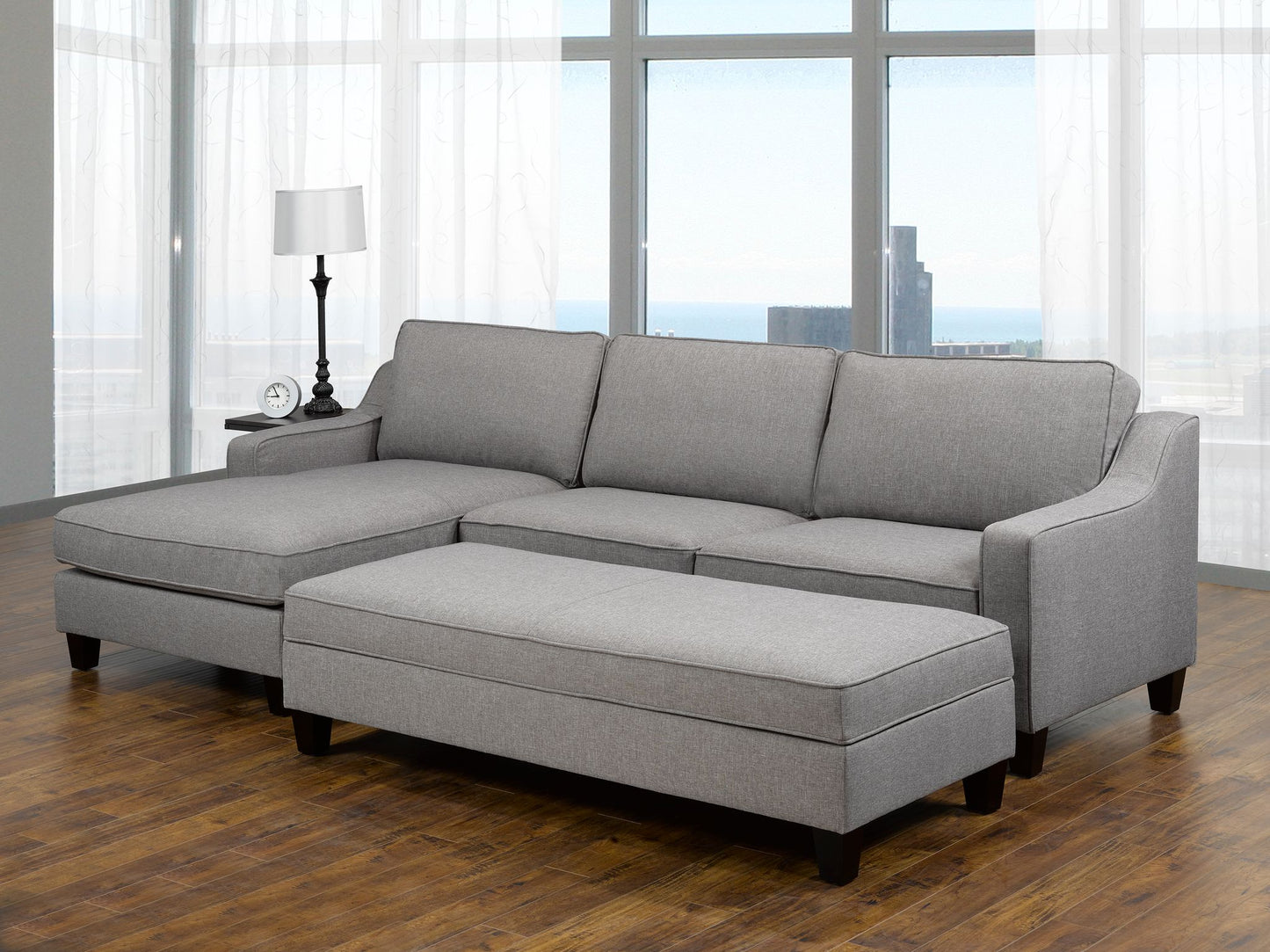 LHF SECTIONAL W/OTTO - GREY - 17601