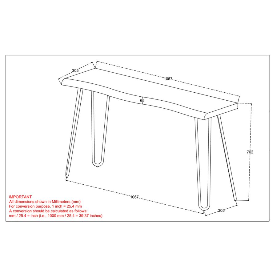 Nila Console/Desk in Natural and Black