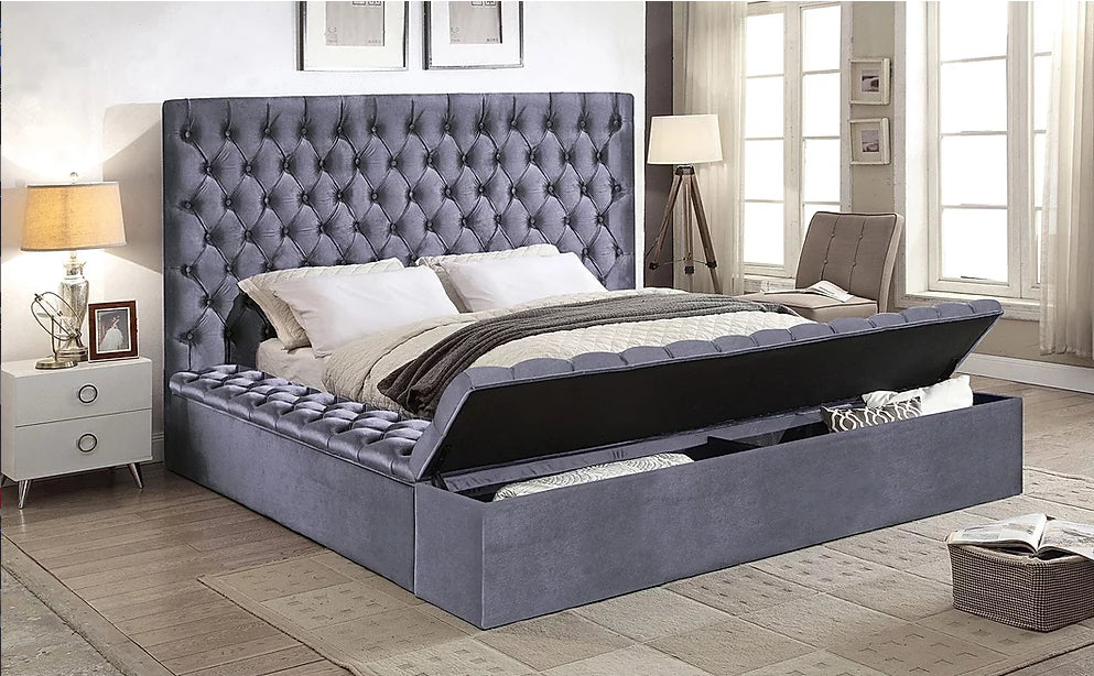 5790 – Grey Velvet Fabric Bed