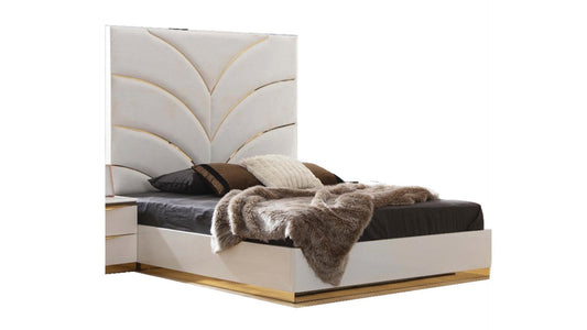 1401 - LAURA - Bed - White &amp; Gold