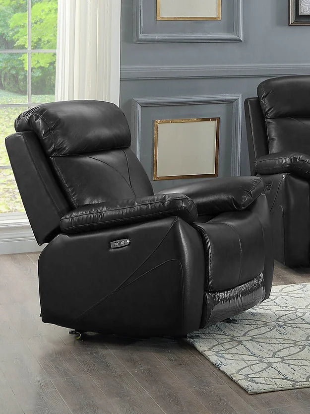 IF-8020 - Black Genuine Leather  Recliner